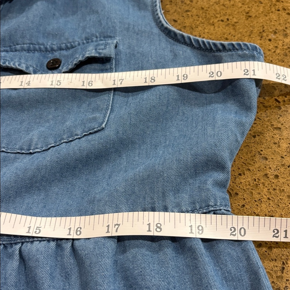 Sleeveless Denim Button-Front Dress in Blue - Picture 6 of 8